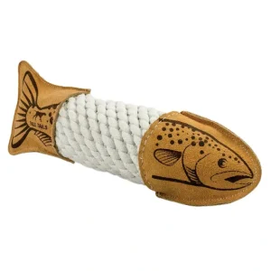 Tall Tails, Natural Leather & Rope Trout - 15" - Tug Dog Toy - Pet Home | The Perfect Pet Supplies Shopping Experience