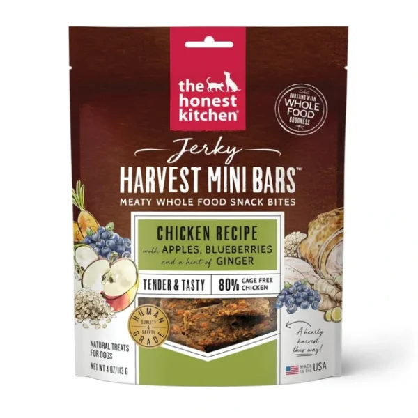 The Honest Kitchen Jerky Harvest Mini Bars Chicken Recipe With Apples &Blueberries Dog Treat (4 oz) - Pet Home | The Perfect Pet Supplies Shopping Experience
