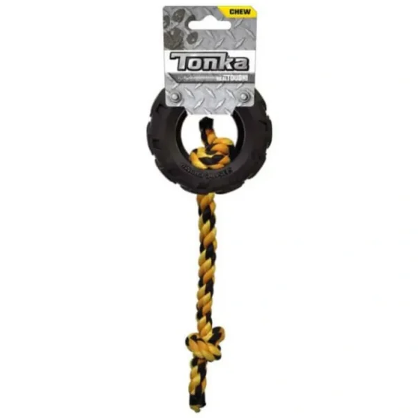 Tonka Mighty Chomp Tyre w/Rope 10cm - Pet Home | The Perfect Pet Supplies Shopping Experience