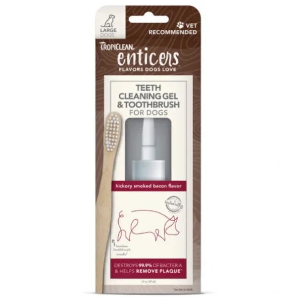 TropiClean Enticers Hickory Smoked Bacon Flavor Teeth Cleaning Gel (2 Oz, Large Dogs - Toothbrush Kit) - Pet Home | The Perfect Pet Supplies Shopping Experience
