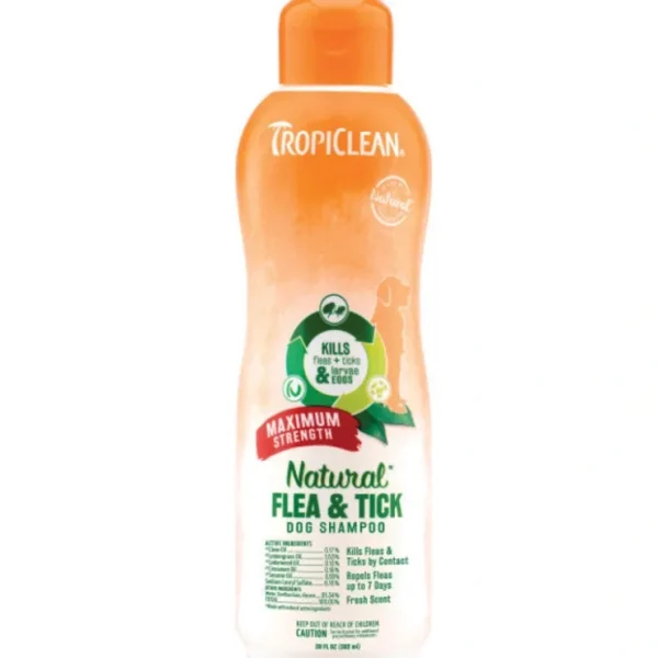 TropiClean Natural Flea & Tick Maximum Strength Shampoo for Dogs (20-oz) - Pet Home | The Perfect Pet Supplies Shopping Experience