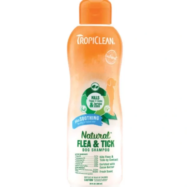 TropiClean Natural Flea & Tick Soothing Shampoo for Dogs (20-oz) - Pet Home | The Perfect Pet Supplies Shopping Experience