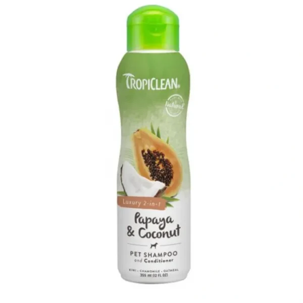 TropiClean Shampoo & Conditioner Papaya & Coconut Luxury 2-in-1 355mL - Pet Home | The Perfect Pet Supplies Shopping Experience