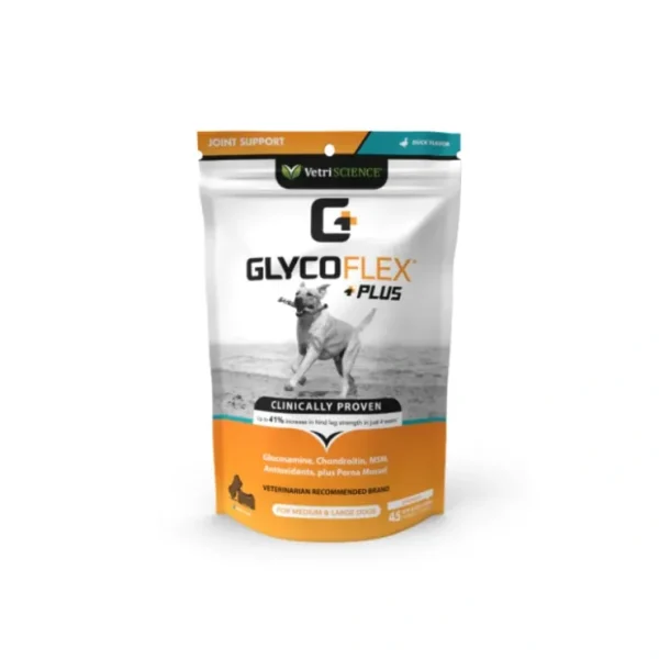 VetriScience GlycoFlex Plus Hip &Joint Supplement for Dogs Chew Duck Flavor (45 Count) - Pet Home | The Perfect Pet Supplies Shopping Experience
