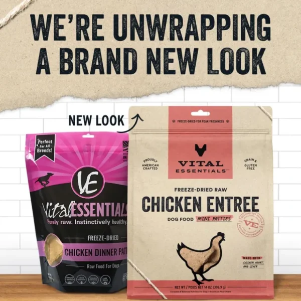 Vital Essentials Freeze Dried Grain Free Chicken Mini Patties Entree for Dogs Food - Pet Home | The Perfect Pet Supplies Shopping Experience