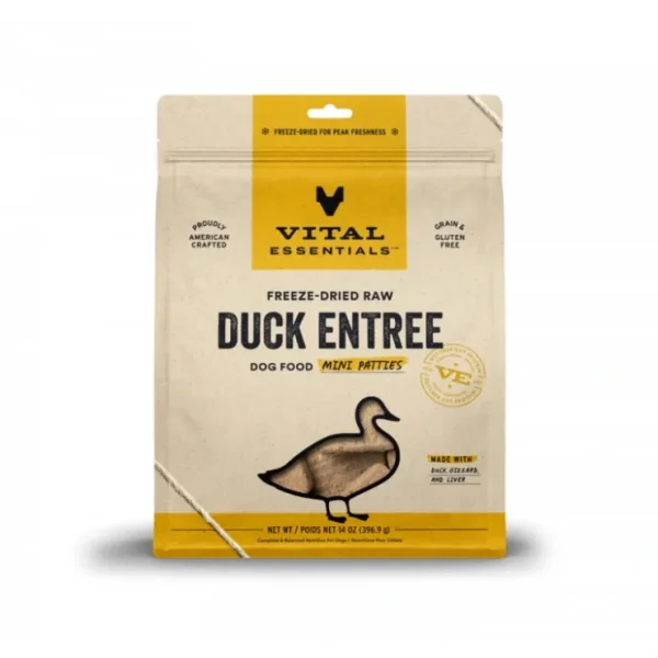 Vital Essentials Freeze Dried Grain Free Duck Mini Patties Entree for Dogs Food - Pet Home | The Perfect Pet Supplies Shopping Experience