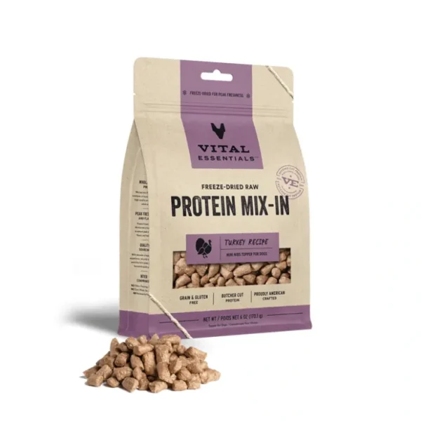 Vital Essentials Freeze Dried Raw Protein Mix-In Turkey Recipe Mini Nibs Topper for Dogs - Pet Home | The Perfect Pet Supplies Shopping Experience