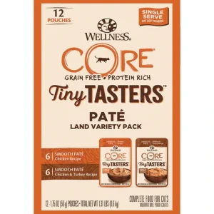 Wellness, Pouch, Feline Adult - Core Grain Free Tiny Tasters Pate Variety Pack - Land - 50 g - 12 pk - Pet Home | The Perfect Pet Supplies Shopping Experience