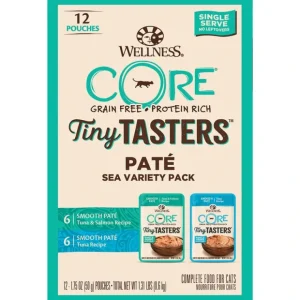 Wellness, Pouch, Feline Adult - Core Grain Free Tiny Tasters Pate Variety Pack - Sea - 50 g - 12 pk  - Pet Home | The Perfect Pet Supplies Shopping Experience
