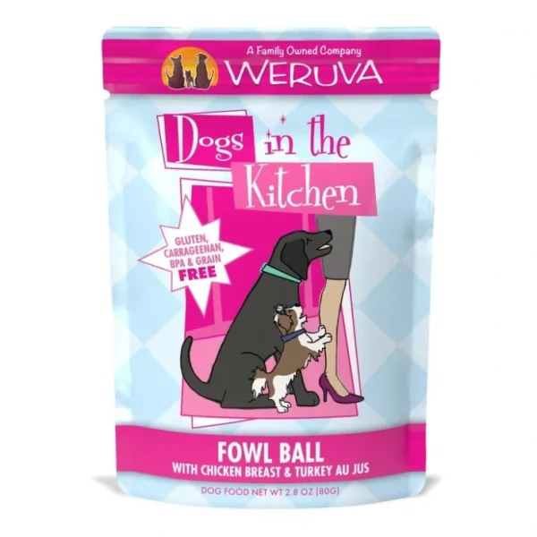 Weruva Dogs in the Kitchen Fowl Ball with Chicken &Turkey Au Jus Dog Food Pouch (2.8-oz, single) - Pet Home | The Perfect Pet Supplies Shopping Experience