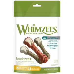 Whimzees Brushzees Natural Daily Dental Medium Breed Dog Treats - Pet Home | The Perfect Pet Supplies Shopping Experience