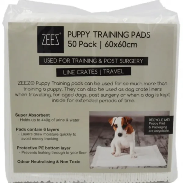 Zeez Puppy Training Pads 60X60Cm - 50Pk - Pet Home | The Perfect Pet Supplies Shopping Experience