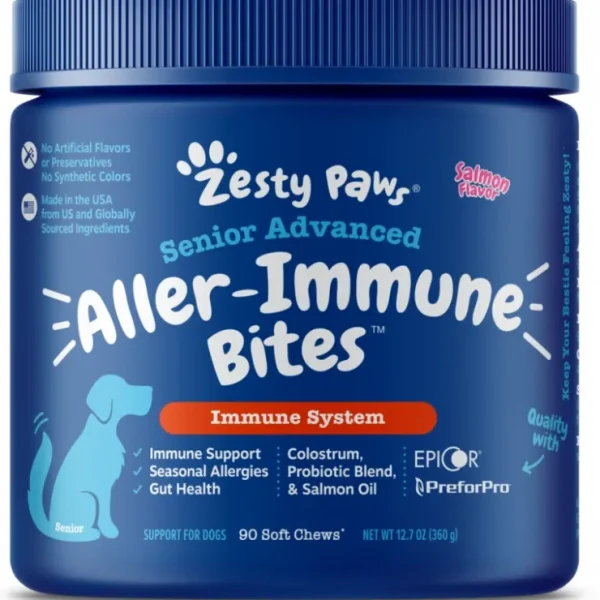 Zesty Paws Advanced Aller-Immune Bites For Seasonal Allergies  Immune Support &Gut Health for Senior &Adult Dogs - Pet Home | The Perfect Pet Supplies Shopping Experience