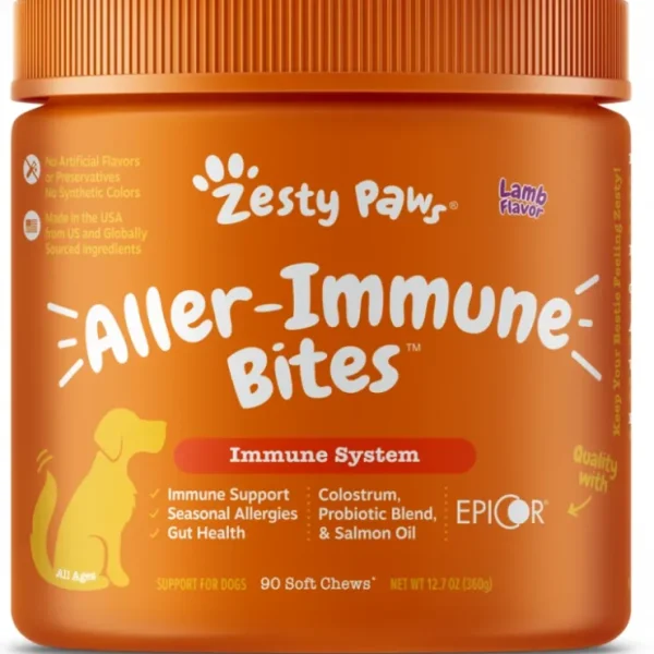 Zesty Paws Aller-Immune Bites for Seasonal Allergies Lamb Flavor Immune Function  Sensitive Skin &Gut Health for Dogs - Pet Home | The Perfect Pet Supplies Shopping Experience