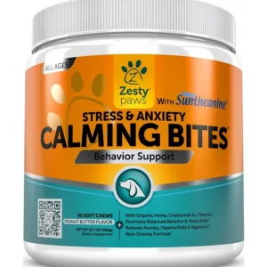 Zesty Paws Calming Anti Stress &Anxiety Bites Peanut Butter Soft Chews For Dogs - Pet Home | The Perfect Pet Supplies Shopping Experience
