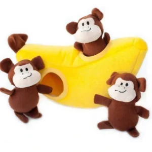 ZippyPaws Zippy Burrow Monkey 'n Banana Hide and Seek Puzzle Dog Toy - Pet Home | The Perfect Pet Supplies Shopping Experience